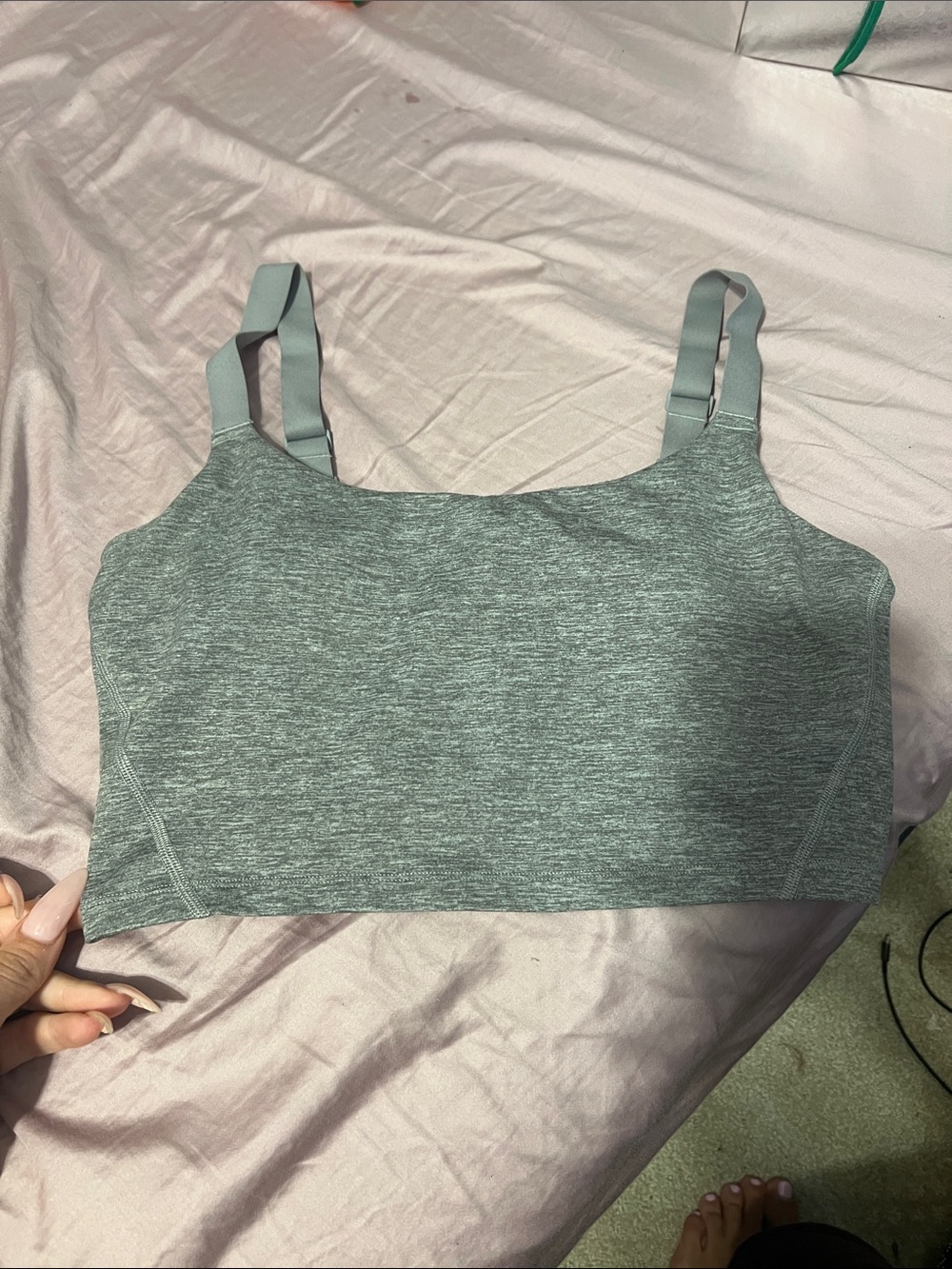 aerie Heathered Sage Green Seamless Light-Support Sports Bra